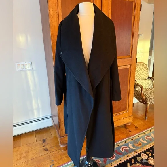 Cole Haan Women's Black Signature Draped Front Wrap Coat Size 8 - Picture 14 of 15